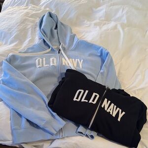 Old Navy Light Blue and Black Zip-Up Hoodies size M